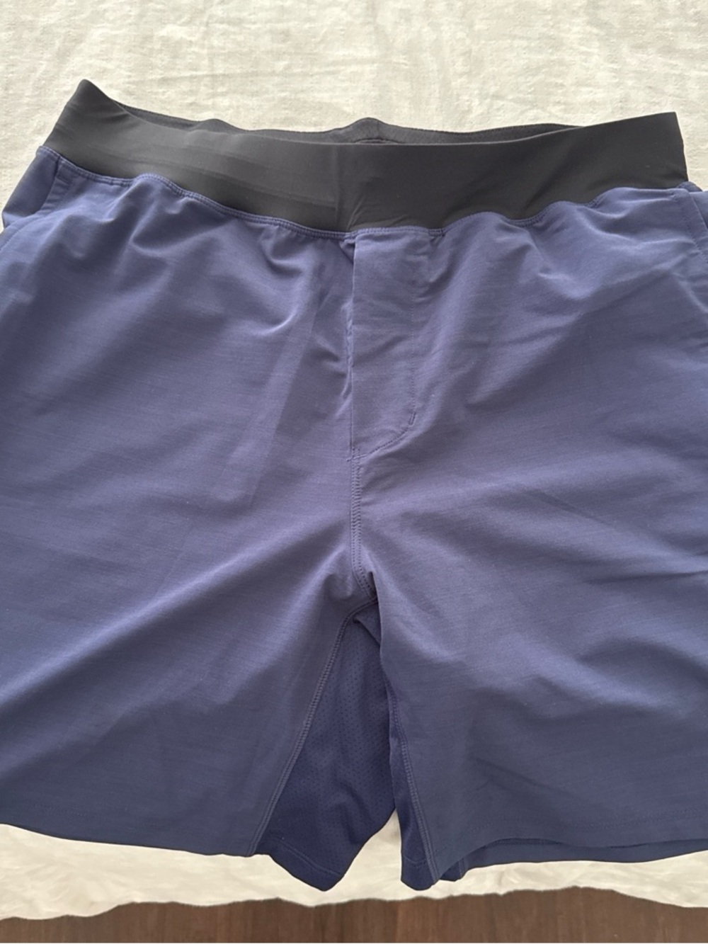 Fabletics Men's Athletic Shorts in Navy with Black Waistband